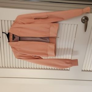 salmon pink bomber jacket